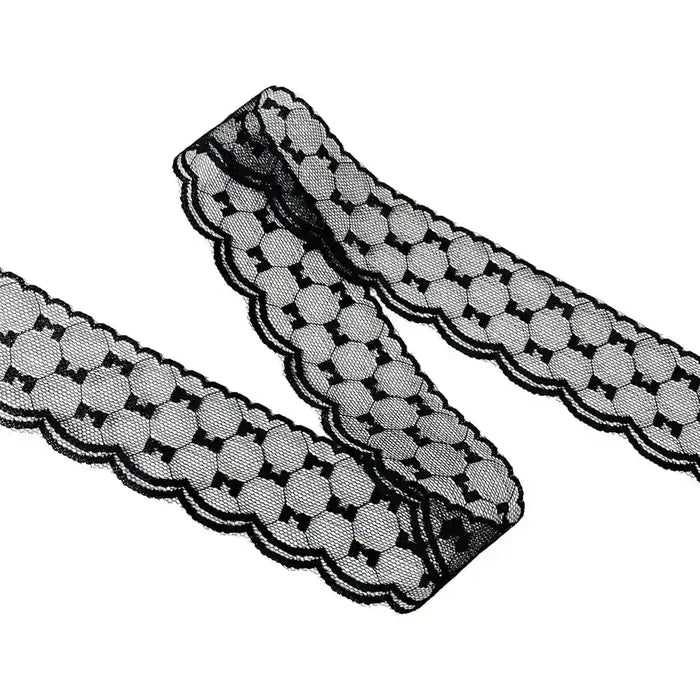 Black Geometric Scalloped Lace | 5 Meters | SKU-B54