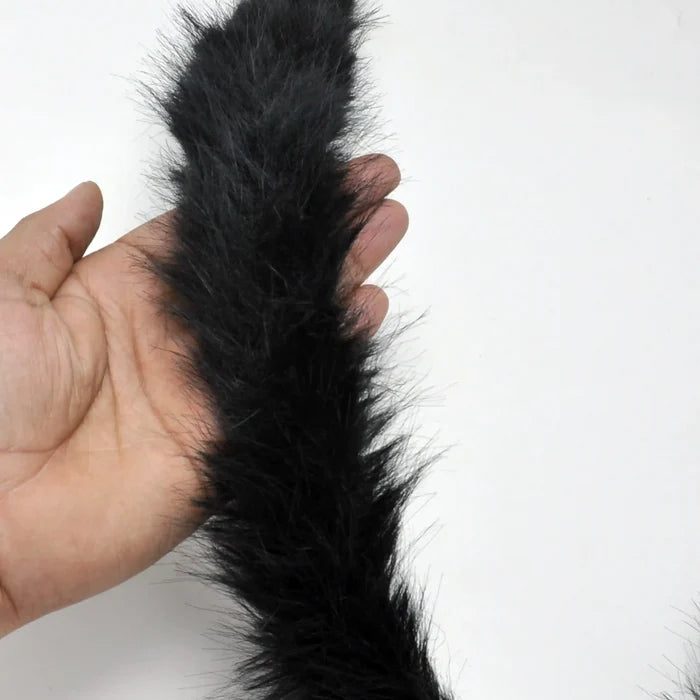Black Gray Fur Lace | 2 Meters