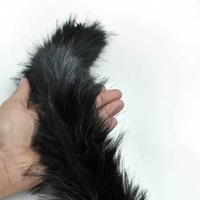 Black Gray Fur Lace