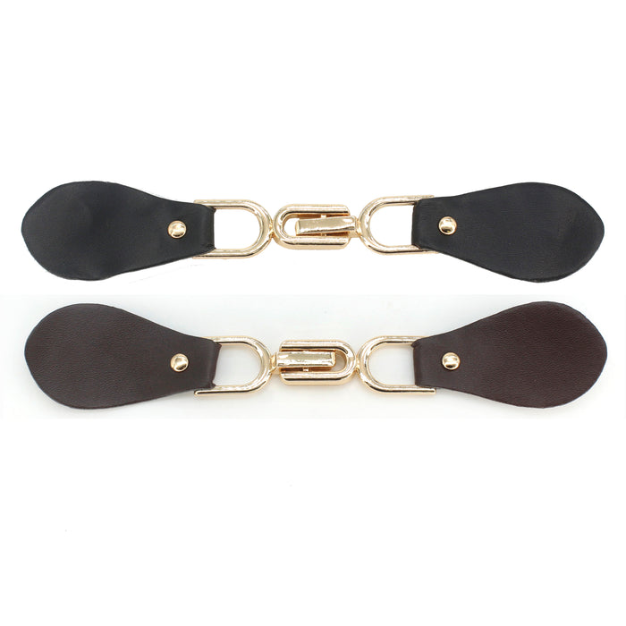 Black Leather Hook and Eye Buckle | 2 Piece