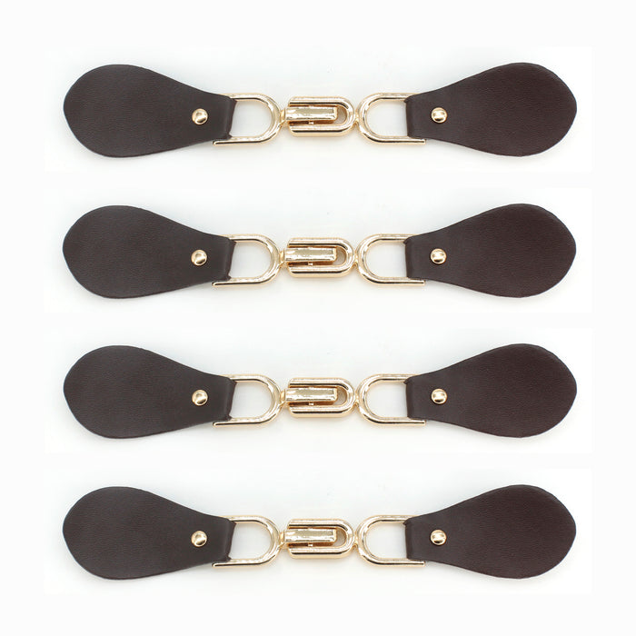 Black Leather Hook and Eye Buckle | 2 Piece