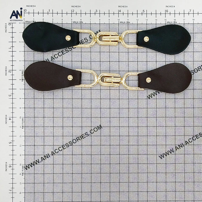 Black Leather Hook and Eye Buckle | 2 Piece