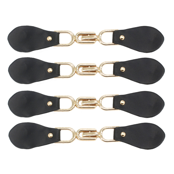 Black Leather Hook and Eye Buckle | 2 Piece