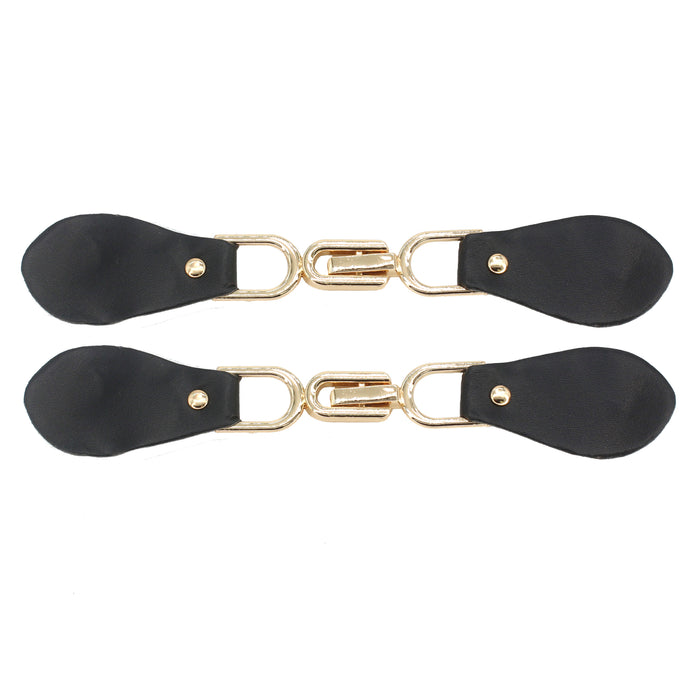Black Leather Hook and Eye Buckle | 2 Piece