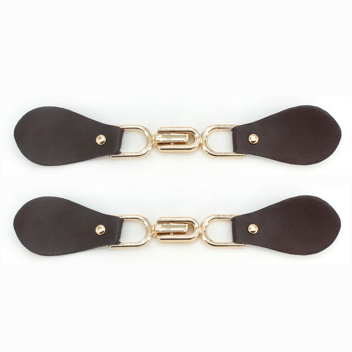 Black Leather Hook and Eye Buckle | 2 Piece