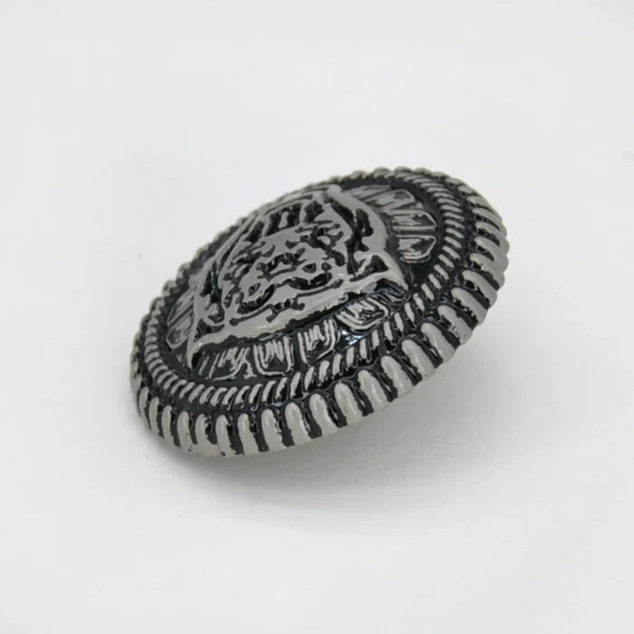 Black Lion Face Metal Button | 18mm (28L) & 22mm (35L)