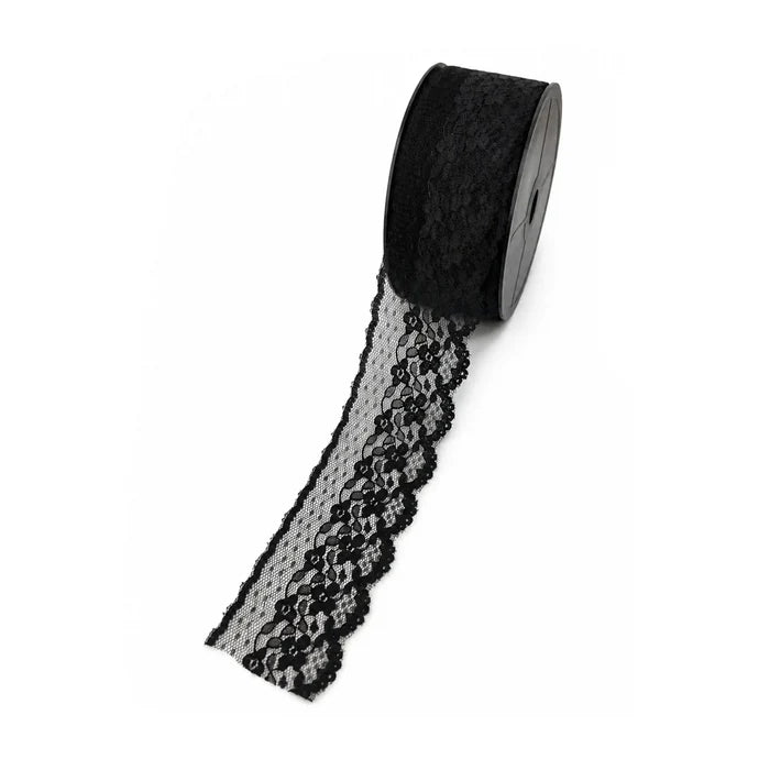 Black Scalloped Floral Lace | 5 Meters | SKU-B22