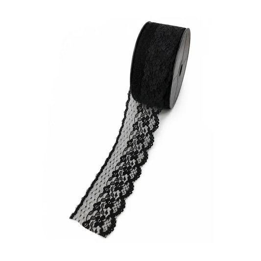 Black Scalloped Floral Lace | 5 Meters | SKU-B22