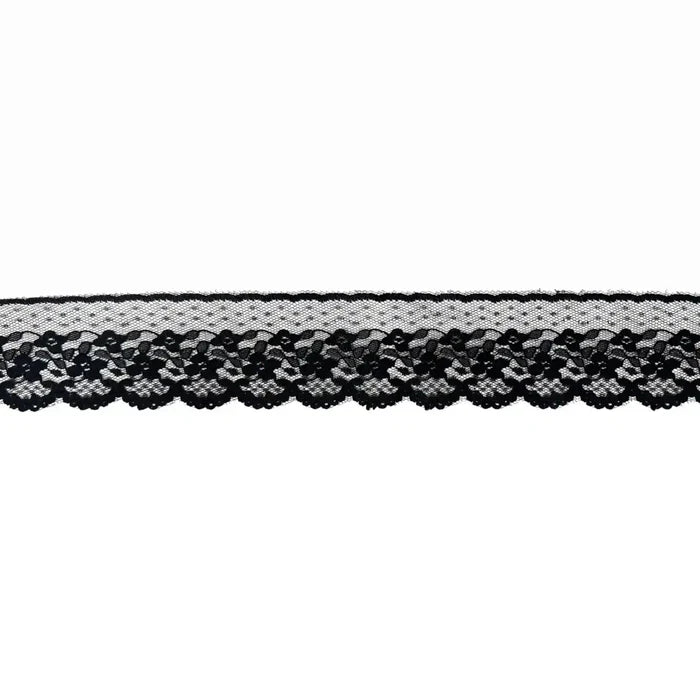 Black Scalloped Floral Lace | 5 Meters | SKU-B22