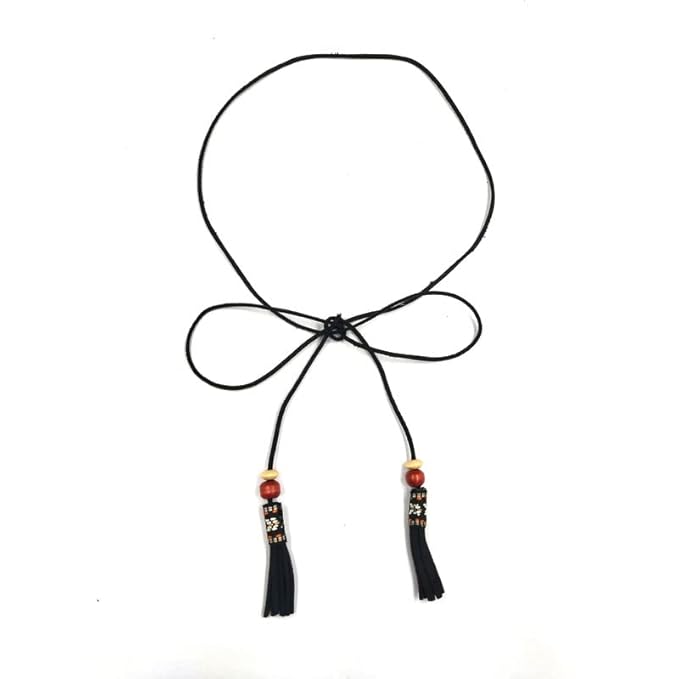 Ani Accessories black suede belt with wooden beads. This designer women’s waist belt is perfect as an adjustable belt for jeans and belted shirt dresses.