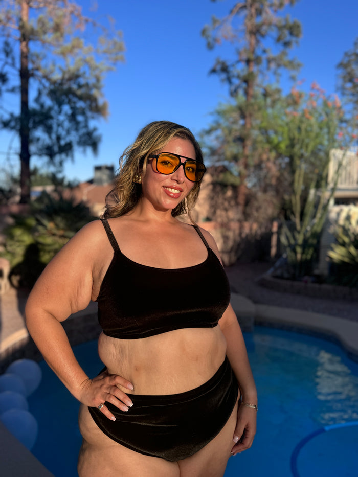 Black Velvet Scoop Bikini Top