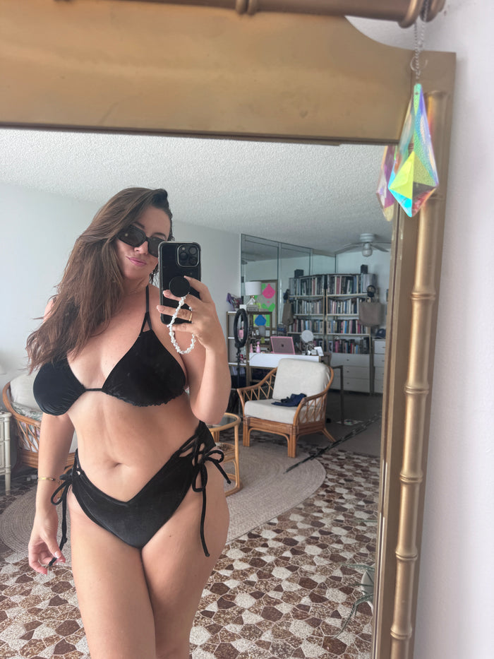Black Velvet Triangle Bikini Top