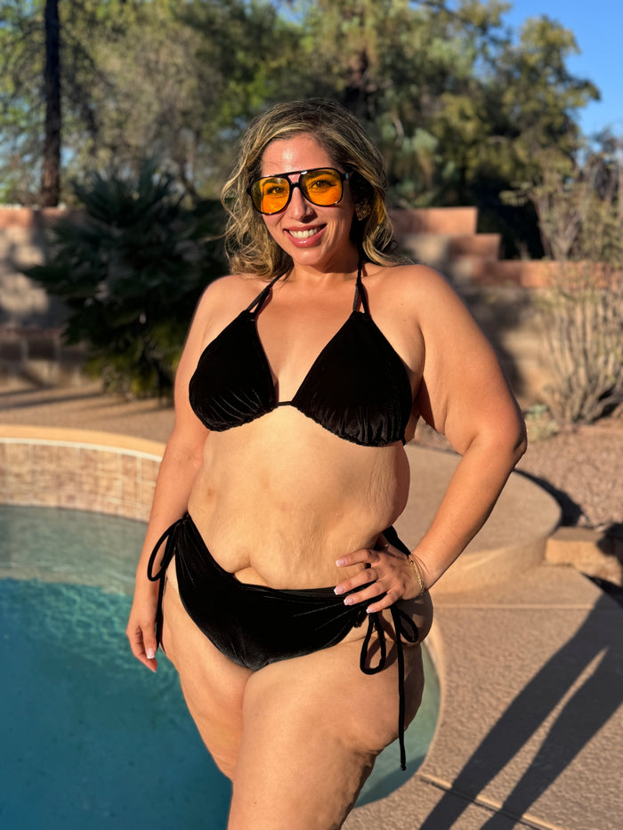 Black Velvet Triangle Bikini Top