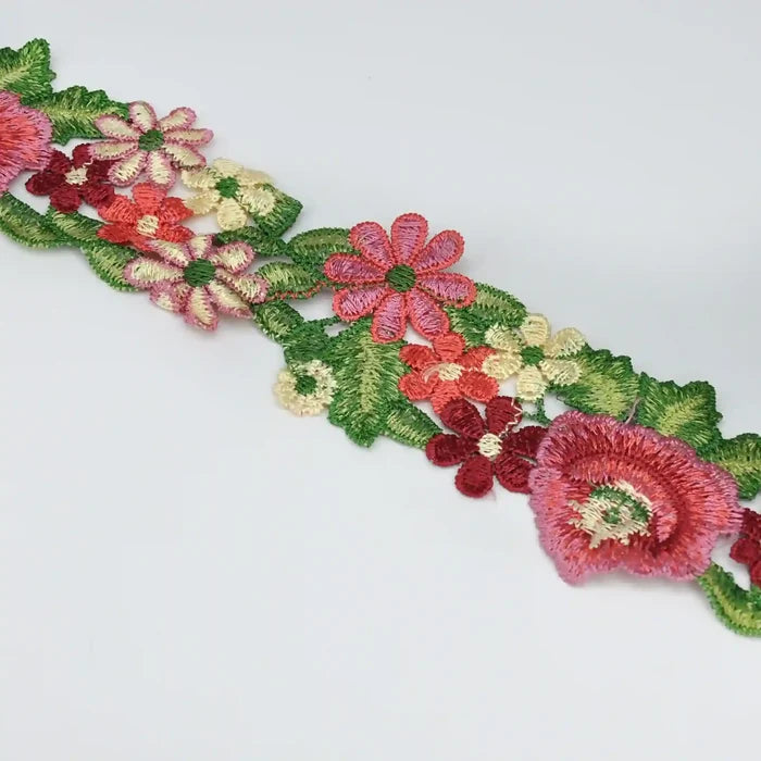 Decorative floral embroidery lace border for blouses & sarees by Ani Accessories – premium garment finishing