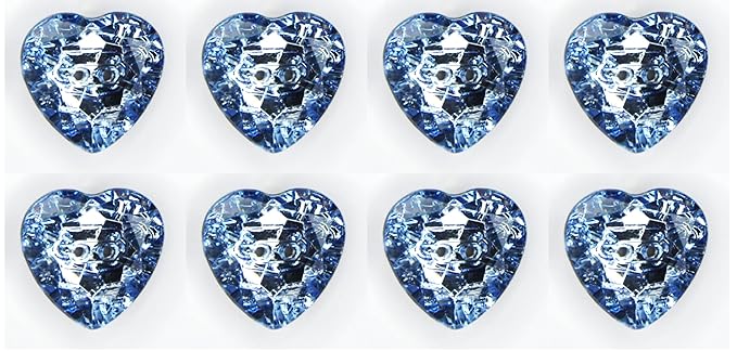 Blue Crystal Design Heart-Shaped Acrylic Buttons