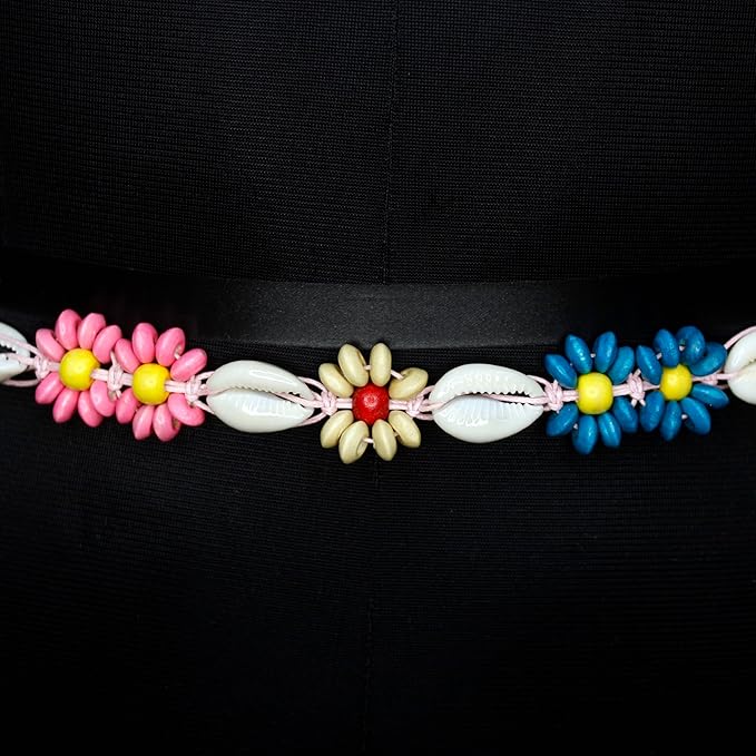 Ani Accessories women’s belt in macrame design, perfect for dresses, jeans, and skirts, shown on a black background.