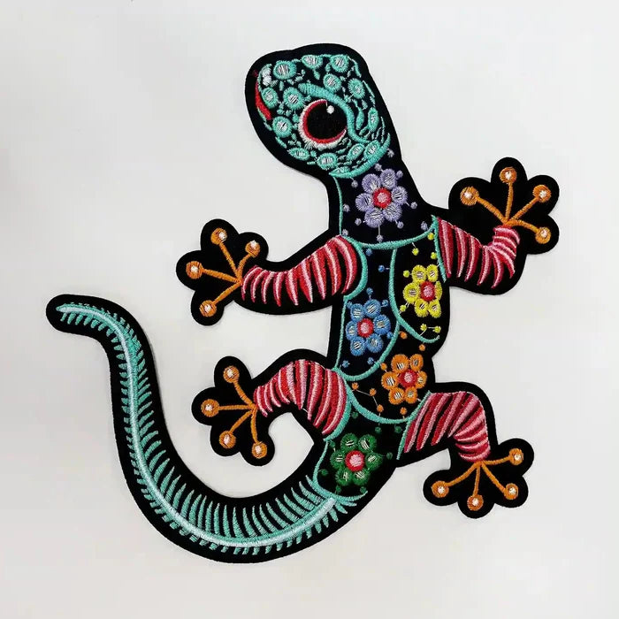 Bohemian Floral Lizard Embroidery