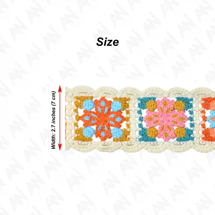 Designer boho design crochet floral lace border for saree by Ani Accessories – soft floral ethnic accent detail