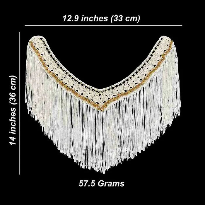 Boho Gold Beaded V-Neck Fringe Collar Patch