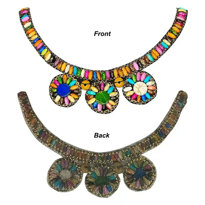 Boho Multicolor Wood Beaded Round Neckline