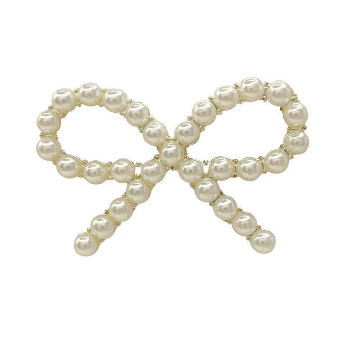 Elegantly designed Bow Pearl Brooch for Saree, Hair, Hijab, Bridal & Wedding with a sparkling finish