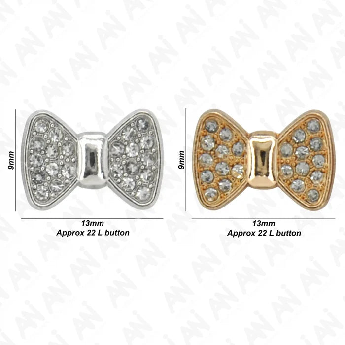Bow Style Rhinestone Shirt Buttons | 13mm(22L)