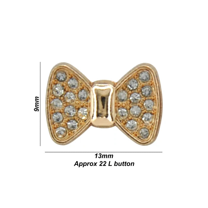 Bow Style Rhinestone Shirt Buttons | 13mm(22L)