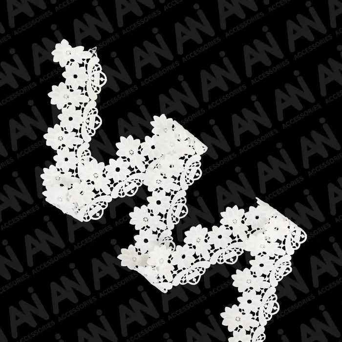 Broad Scalloped Floral Borders Sequins Lace | 2 Meter