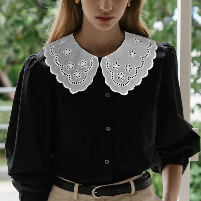Ani Accessories embroidered broderie anglaise collar featuring classic cutwork design for women apparel