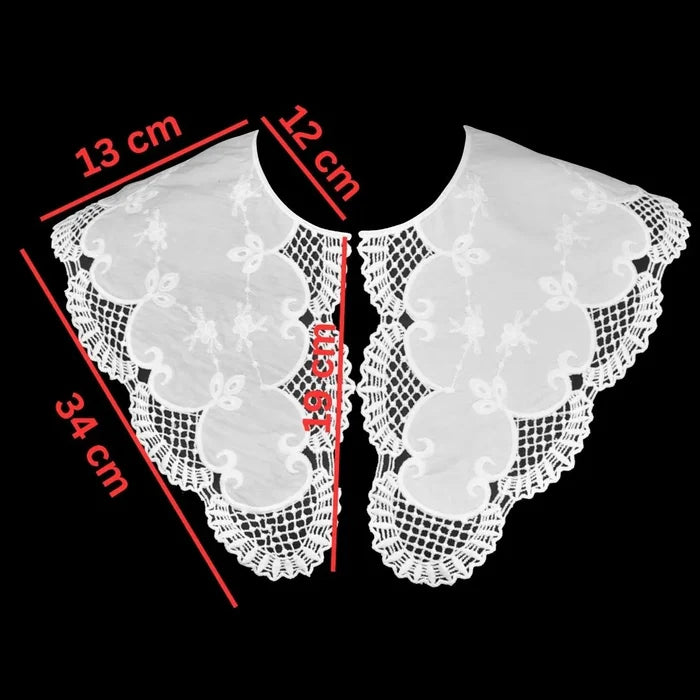 White Broderie Anglaise Peter Pan collar detailed with floral cutwork and smooth rounded neckline shape