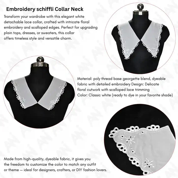 Ani Accessories Broderie Anglaise V-Neck trim with intricate cutwork for ethnic and party wear outfits