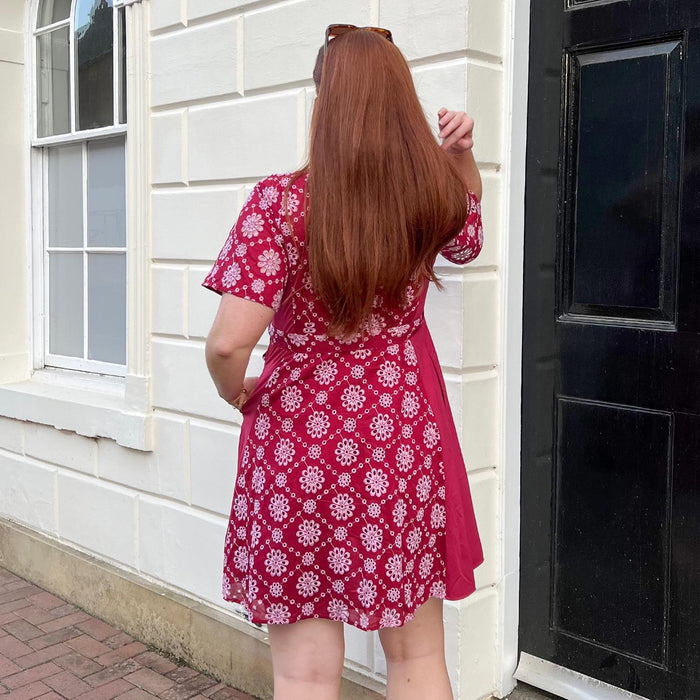 Broderie Anglaise Wrap Dress - Blood Red