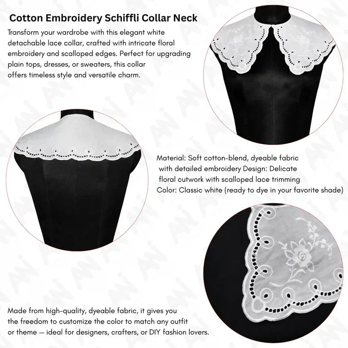 Ani Accessories Broderie Neckline Anglaise Collar perfect for festive, party and casual wear styling