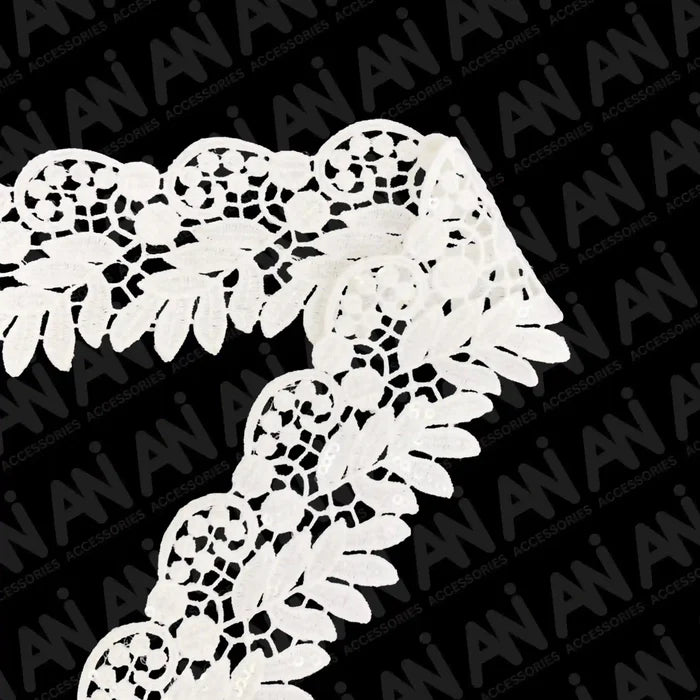 Bunch of Leaves Style Floral Sequins Lace Trim | 2 Meter