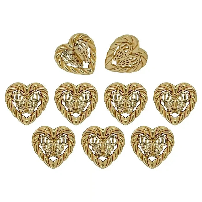 Butterfly Heart Shape Metal Buttons | 12mm(20L)