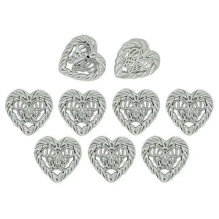 Butterfly Heart Shape Metal Buttons | 12mm(20L)