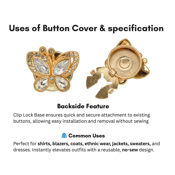 Butterfly Rhine Stone Cover Buttons