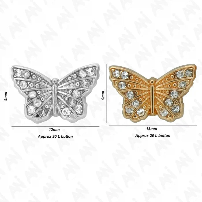 Butterfly shirt metal buttons | 9mm x 13mm (20L)