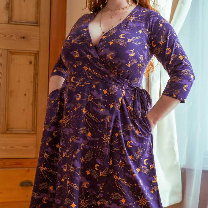 Celestial Wrap Dress  - Purple / Gold