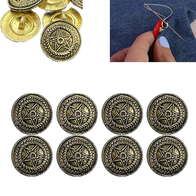 Center Star Design Antique Metal Buttons | 13mm(20L)