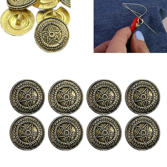 Center Star Design Antique Metal Buttons | 13mm(20L)