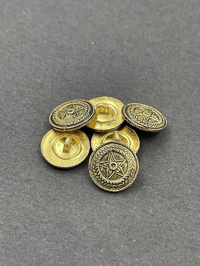 Center Star Design Antique Metal Buttons | 13mm(20L)