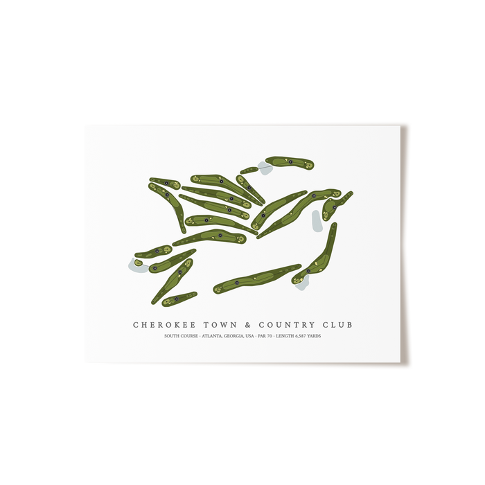 Cherokee Town & Country Club - South Course | Golf Course Map | Unframed
