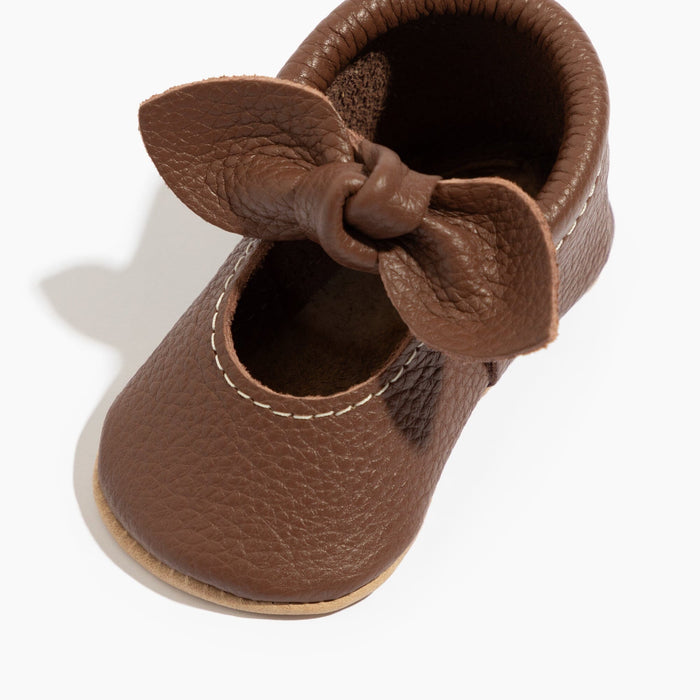 Chestnut Knotted Bow Baby Shoe - Babies in Bloom