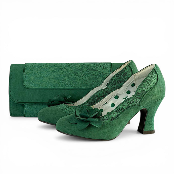 Chrissie and Matching Tirana Emerald Green