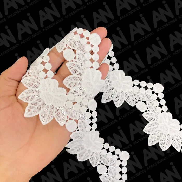 Classic Alencon Style GPO Sequins Lace |  2 Meter