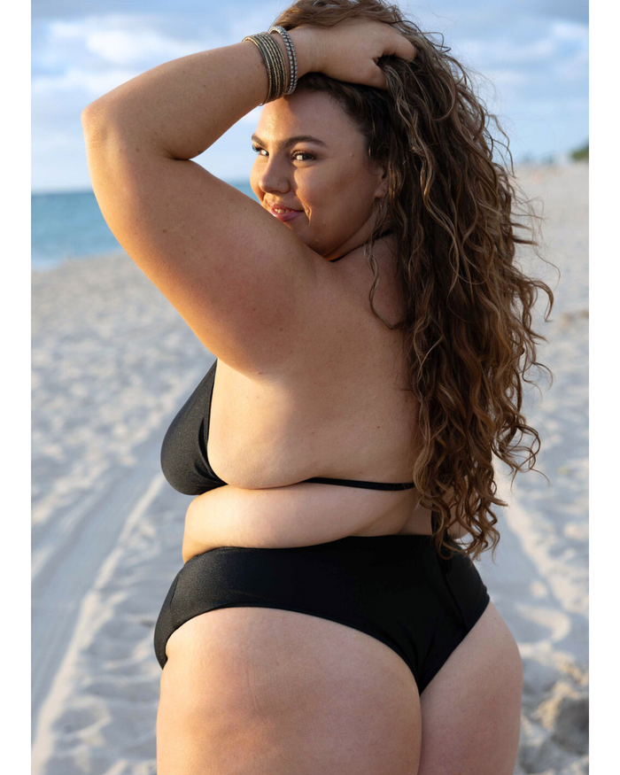 Classic Black High Waist Cheeky Bikini Bottom