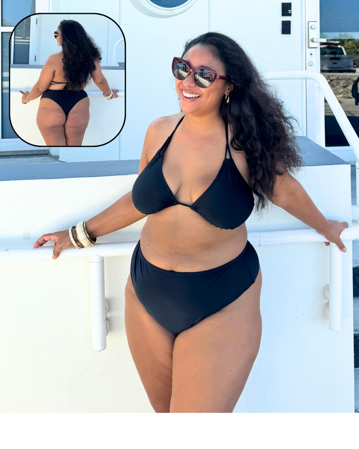 Classic Black High Waist Cheeky Bikini Bottom