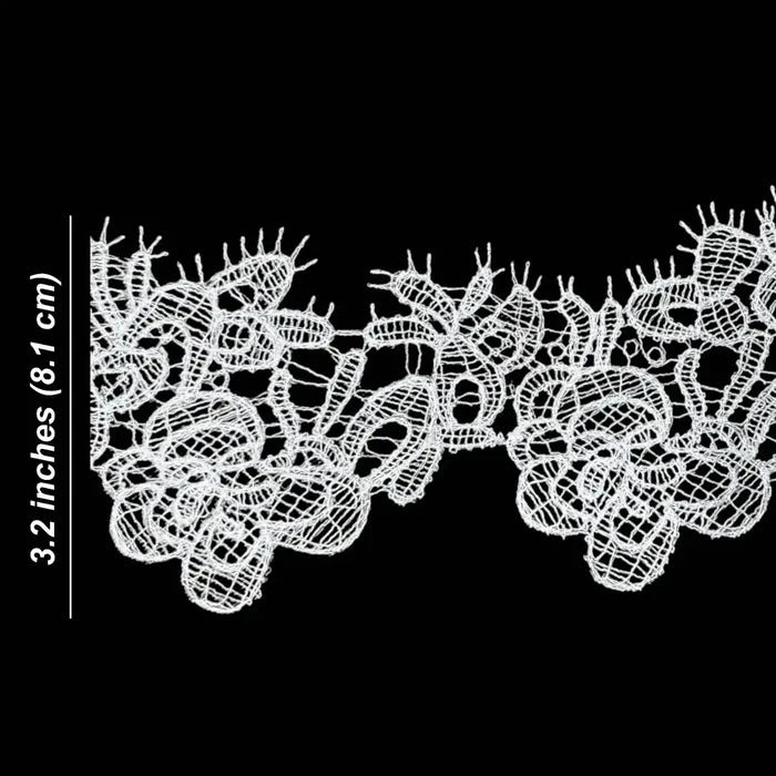 Classic Bloom Loop Work Decorative Edge Lace | Width 8.1cm (3.2 inches) 81mm | SKU-FML-31