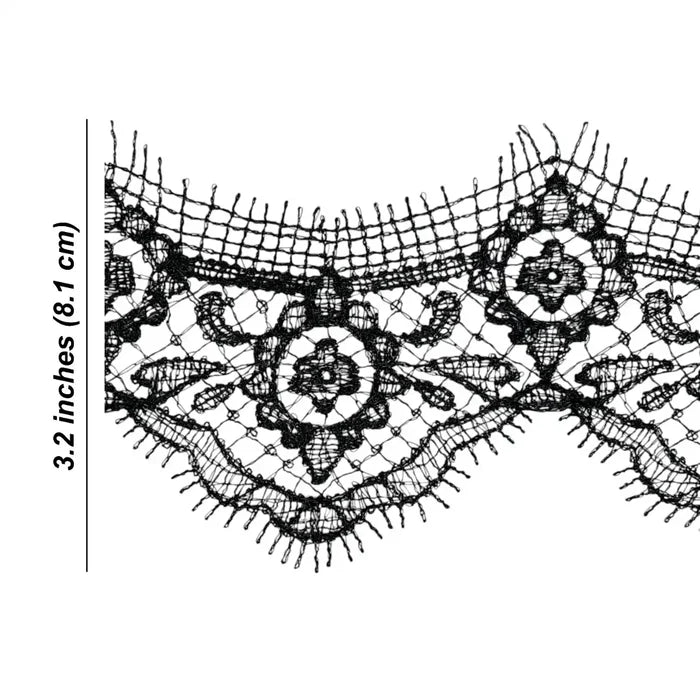 Classic Floral Scallop Lace Trim | Width 8.1cm (3.2 inches) 81mm | SKU-FML-17